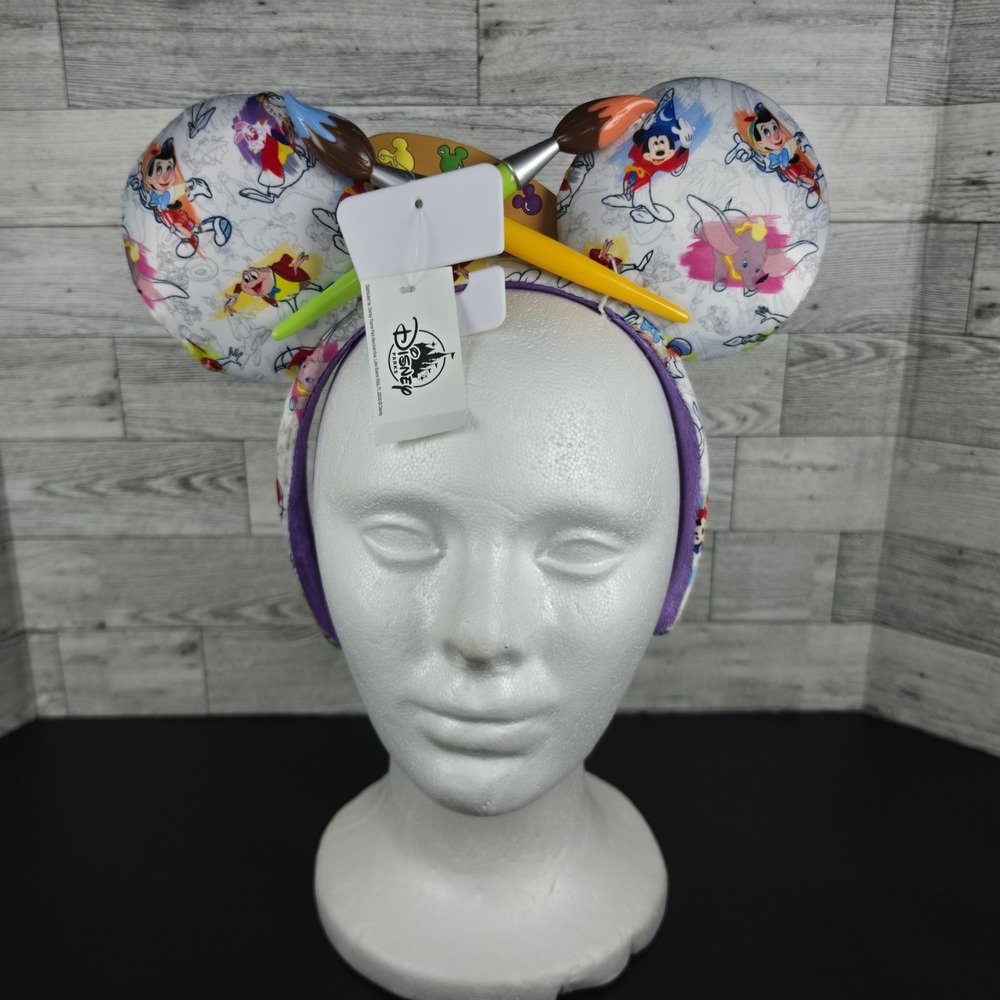 Disney Parks Artist Series Minnie Mouse Ear Headband Palette Paintbrush NWT